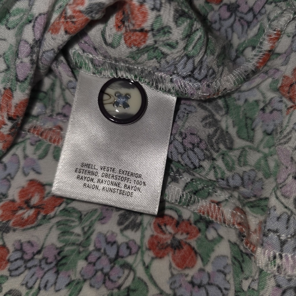 Anthropologie Maeve Austen Floral Collared V-Neck Blouse  Size 00P Cottagecore - Picture 9 of 10